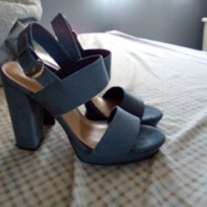 Suede chunky heels